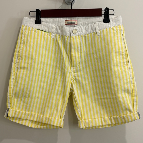 Scotch & Soda Other - 🩳 Scotch & Soda NWOT boys chino shorts - size 14 - yellow/white stripes 💛🤍